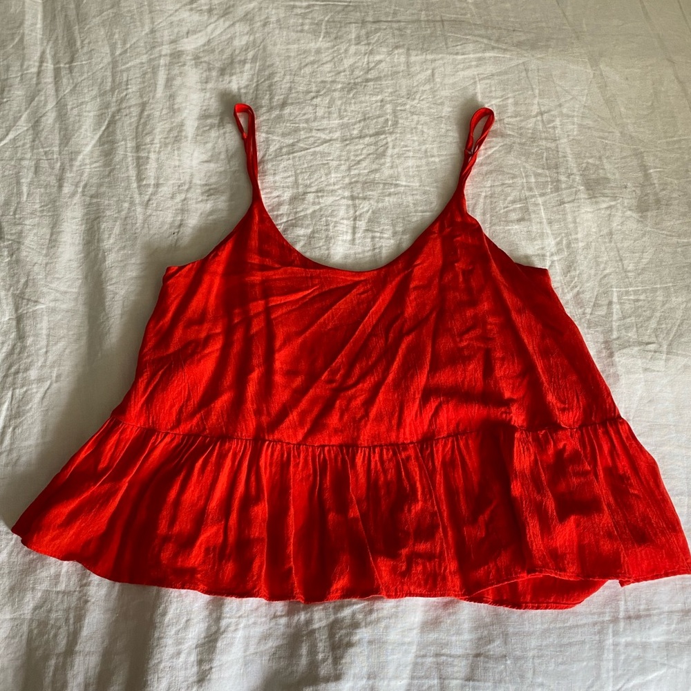 Topshop Red Peplum-Style Tank - Size US 6